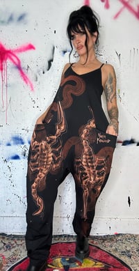 Image 3 of “DUELING SCORPIONS” CUSTOM BLEACH PAINTED OVERSIZED ROMPER MEDIUM