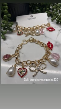 Image 2 of Gold bow charmbracelet 