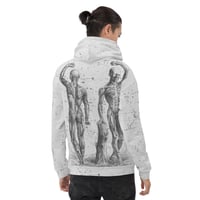 Image 4 of Gothic Inspired Gray and White Anatomical Illustrations Torso and Musculature Unisex Hoodie