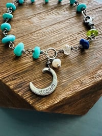 Image 4 of Turquoise Nugget Bracelet With Moon Charm