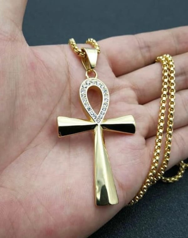 Image of 14k Gold Plated Titanium Icey Ankh 