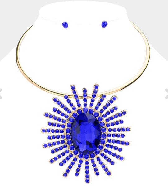 Image of “Olivia” Stone Centered Abstract Pendant Necklace