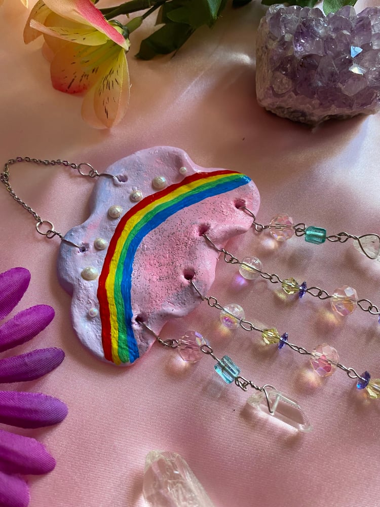 Image of Pink Cloud Rainbow Wall Hanging 