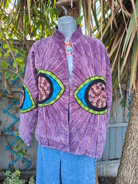Image 1 of Wanderlust - Velvet evil eye protection jacket - Dark purple 6-12 uk