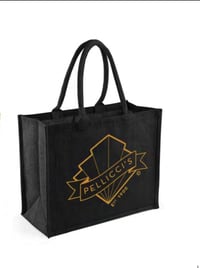 Black Jute bag with gold logo 