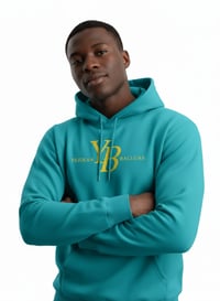Image 2 of YB Logo Teal Mesh Blend Pullover Hoodie