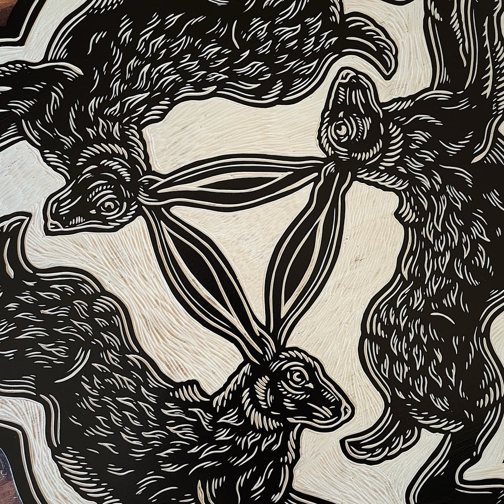Image of Three Hares Woodcut 