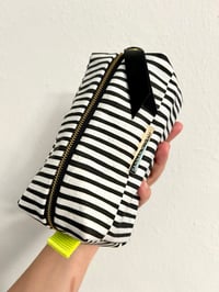 Image 1 of B&W striped boxy makeup bag