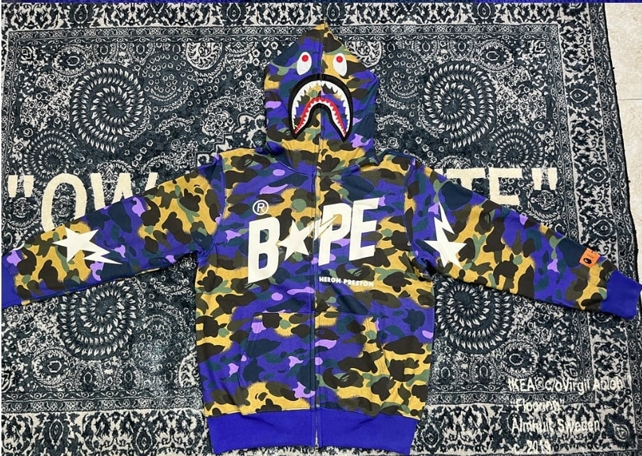 Image of BAPE x Heron Preston Mix 1st Camo Shark Relaxed Fit Full Zip Hoodie