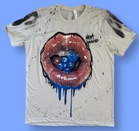 Image 1 of ‘BLUE GUMMY BEAR’ HAND PAINTED T-SHIRT LARGE