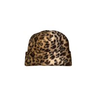 Image 1 of Fleece Leopard Beanie