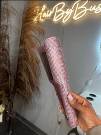 Image 1 of Pink rhinestone flat iron