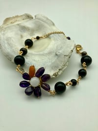 Image 2 of Purple Blush Bracelet featuring Amethyst Obsidian Flower Charm
