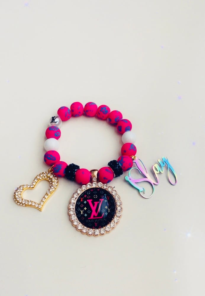 Image of Inspired Louis vuitton beaded charm bracelet 