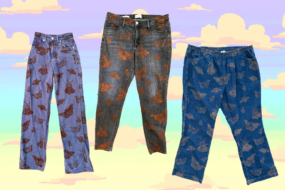 Image of READY TO SHIP- Assorted Moth Pants- Sizes 0, 16W, and 3X