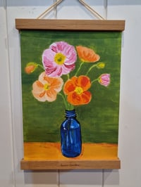 Image 2 of Poppies in a Blue Bottle Print