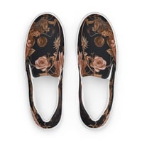 Image 2 of Dark Rose Gold Butterfly Design Goth Inspired Men’s Slip-On Canvas Shoes