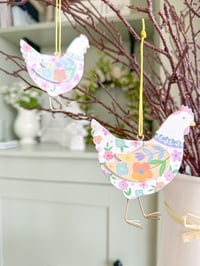 Image 1 of SALE! Country Flowers Chicken Decorations ( Set of 2 ) 