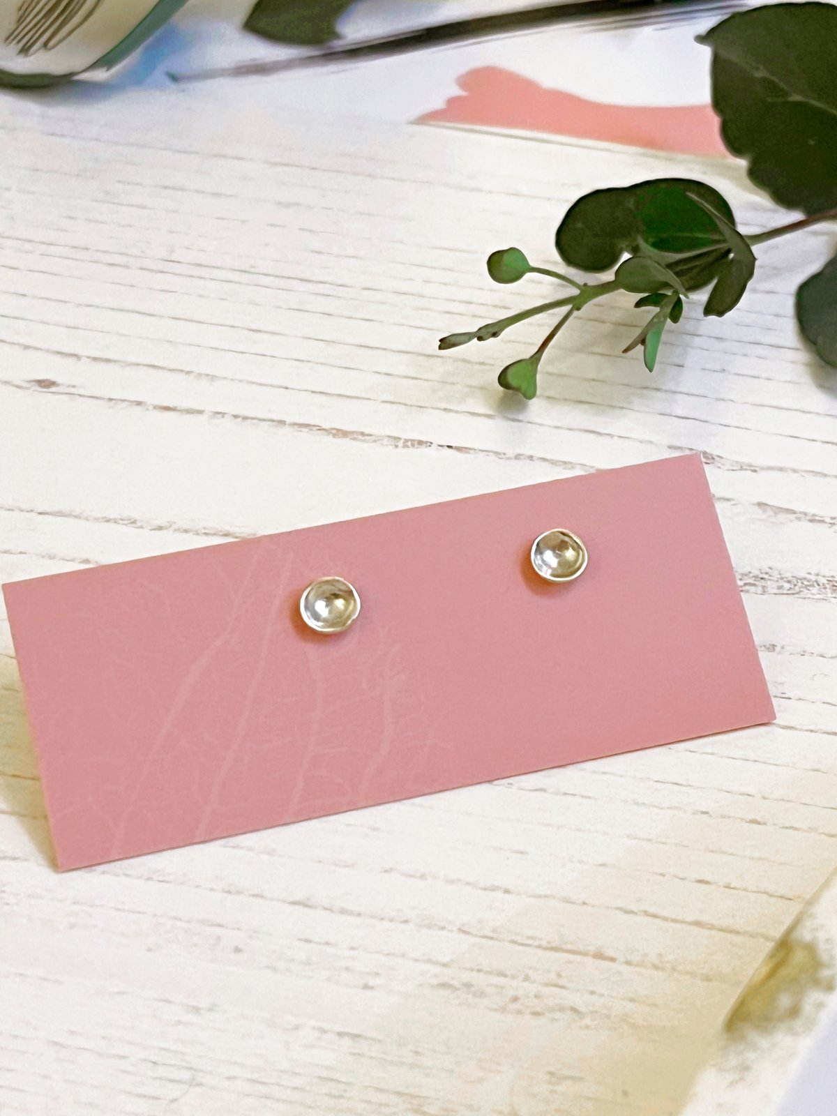 Image of Tiny domed studs, recycled sterling silver. 