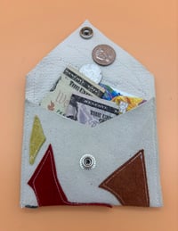 Image 2 of Scrap Leather Coin Purse with Abstract Shapes (One-of-a-Kind) White