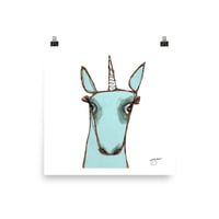 Image 1 of Blue Unicorn - Poster (Square)