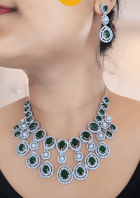 Image 1 of Miasha-Stunning AD Necklace Set in Emerald Green 