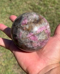 Image 16 of Pink Tourmaline & Smoky Quartz Sphere | #2968