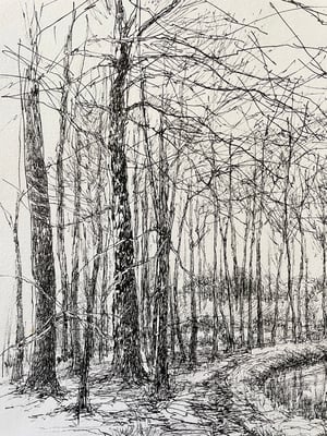 Image of VINTAGE DUTCH DRAWING: LANDSCAPE #5