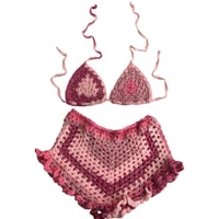 Pink Ombré Bare Kini Top Crochet Short Set