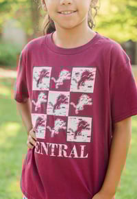 Image 3 of Youth Maroon Leaping Lion checkered T-shirt 