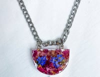Image 1 of Rose Petal & Forget Me Not Pendant Necklace 