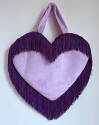 Image 2 of 💜 Lilac Tassel Tote Bag – Limited Edition Teddy Fur Fringe Heart Bag ✨