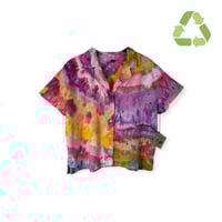 Image 1 of ♻️ UPCYCLED S Linen Blend Resort Shirt in Bright Agate Ice Dye