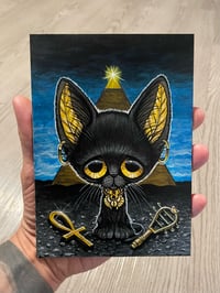 Image 2 of Black Cat Bastet Original Acrylic Painting