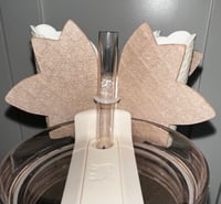 Image 4 of Starlight Shimmer Cream and Gold Moon and Star Tumbler Straw Topper Bow