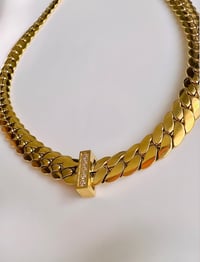 Image 2 of THICK SNAKE CHAIN WITH GEM SET BAR 