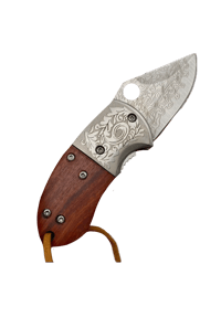 Image 3 of Wooden Handle Engraved Foldable Mini Knife