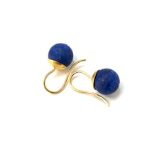 Image 1 of Hammered Dome Earrings 22K Lapis