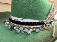 Image 4 of Handmade Green Torch Burned Cowboy Hat Layered Rope and Bead Band