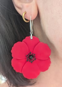 Image 1 of boucles d'oreilles argent coquelicots 