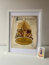 Image 3 of Snow White c1937, framed vintage sheet music of 'One Song'