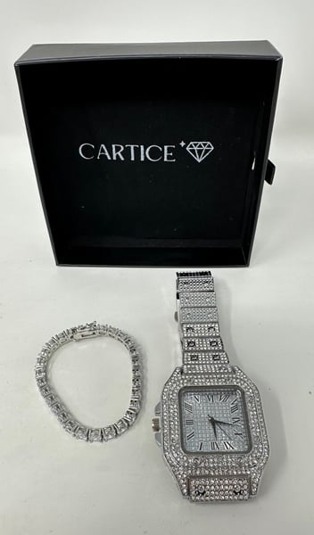 Image of Iced Out Watch & Tennis Bracelet-Free Shipping 
