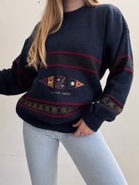 Image 4 of Vintage Blue red wool sweater // XL