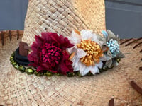Image 4 of  Brown Straw Cowboy Hat Colored Flower Band 