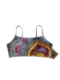 Image 5 of L/XL (40) Cotton-Blend Strappy Bralette in Sunrise Geode Ice Dye