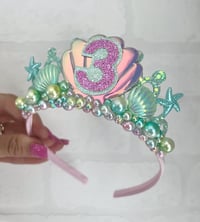 Image 5 of Mermaid Birthday Tiara crown with pearls 