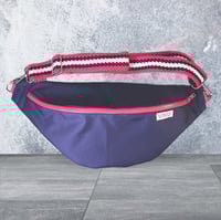 Image 4 of Small purple waterproof bumbag with red zip