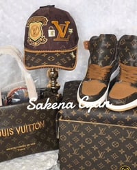 Image 1 of Size 9 Brown Sneakers, Tote, Hat & 3Stack