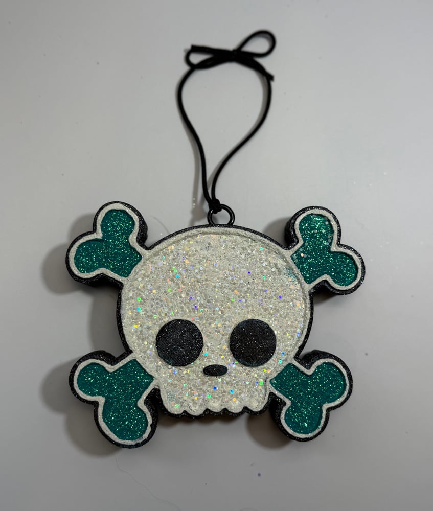 Image of Teal Skull Car Freshie
