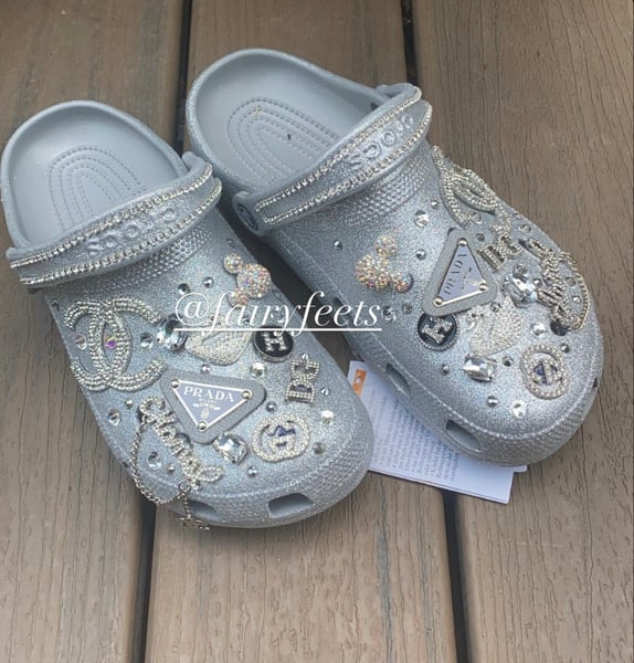 Image of Silver Blinged Out Crocs 